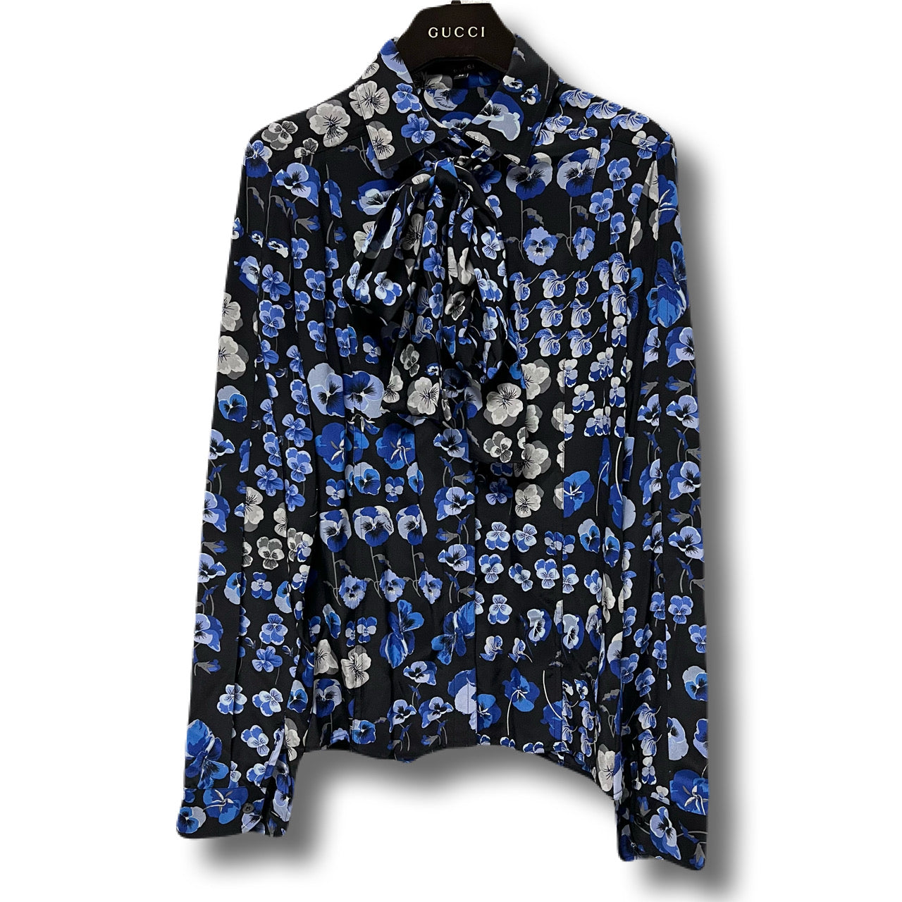 GUCCI グッチ シルクシャツ ブラウス スカーフ 花柄