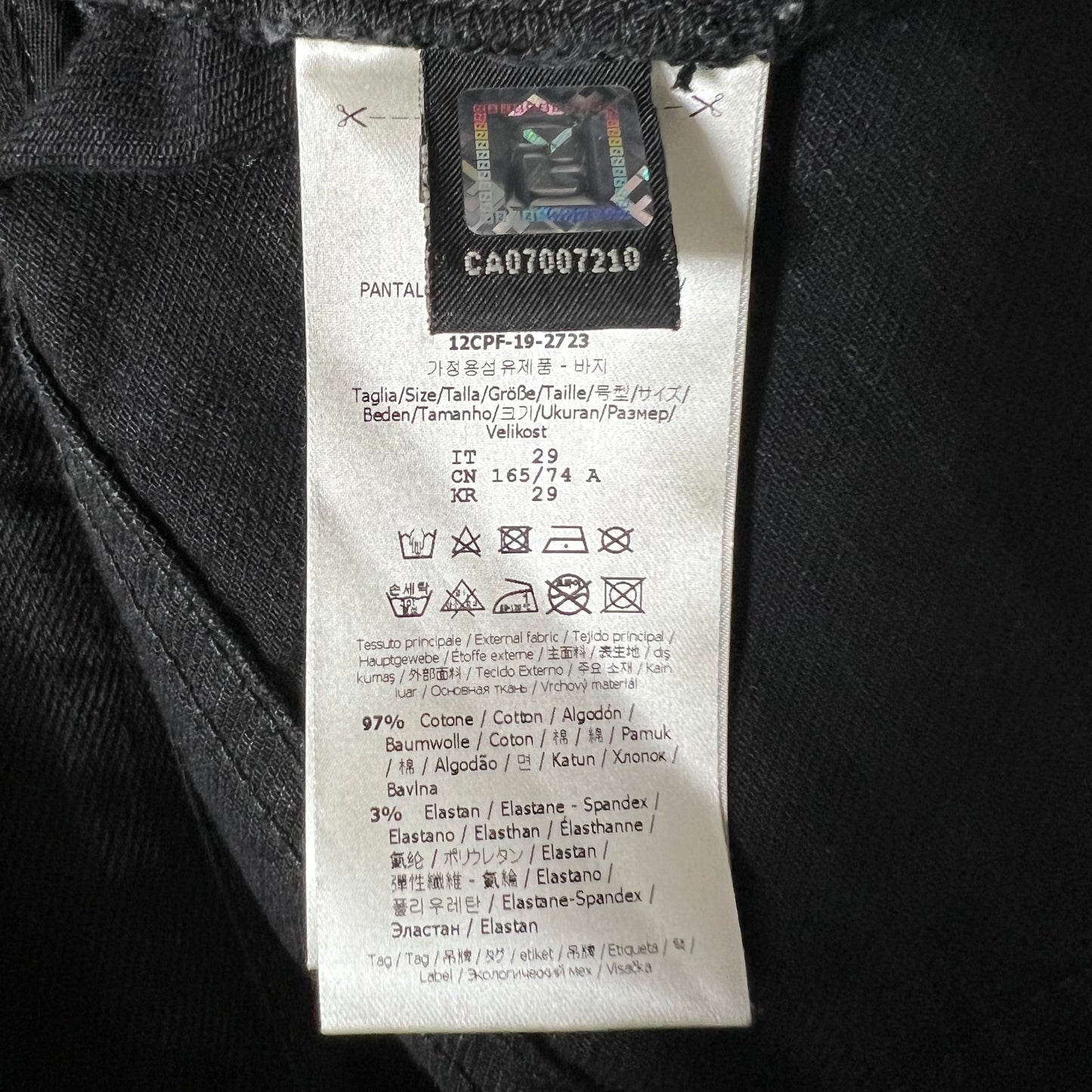 FENDI Pants Bottoms Black Denim Chinos Patch