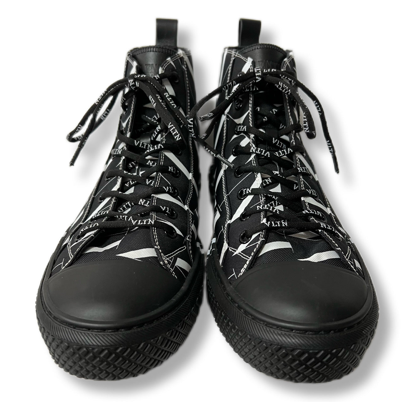 VALENTINO Valentino high-top sneakers, all-over logo print, black, good condition