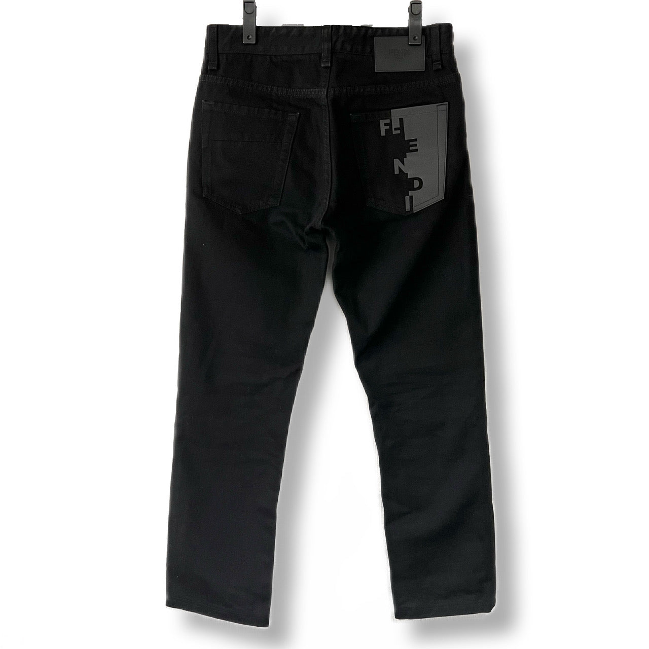 FENDI Pants Bottoms Black Denim Chinos Patch