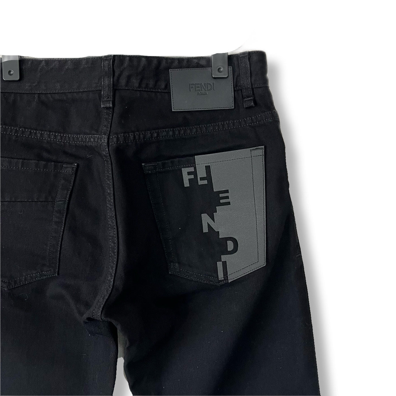 FENDI Pants Bottoms Black Denim Chinos Patch