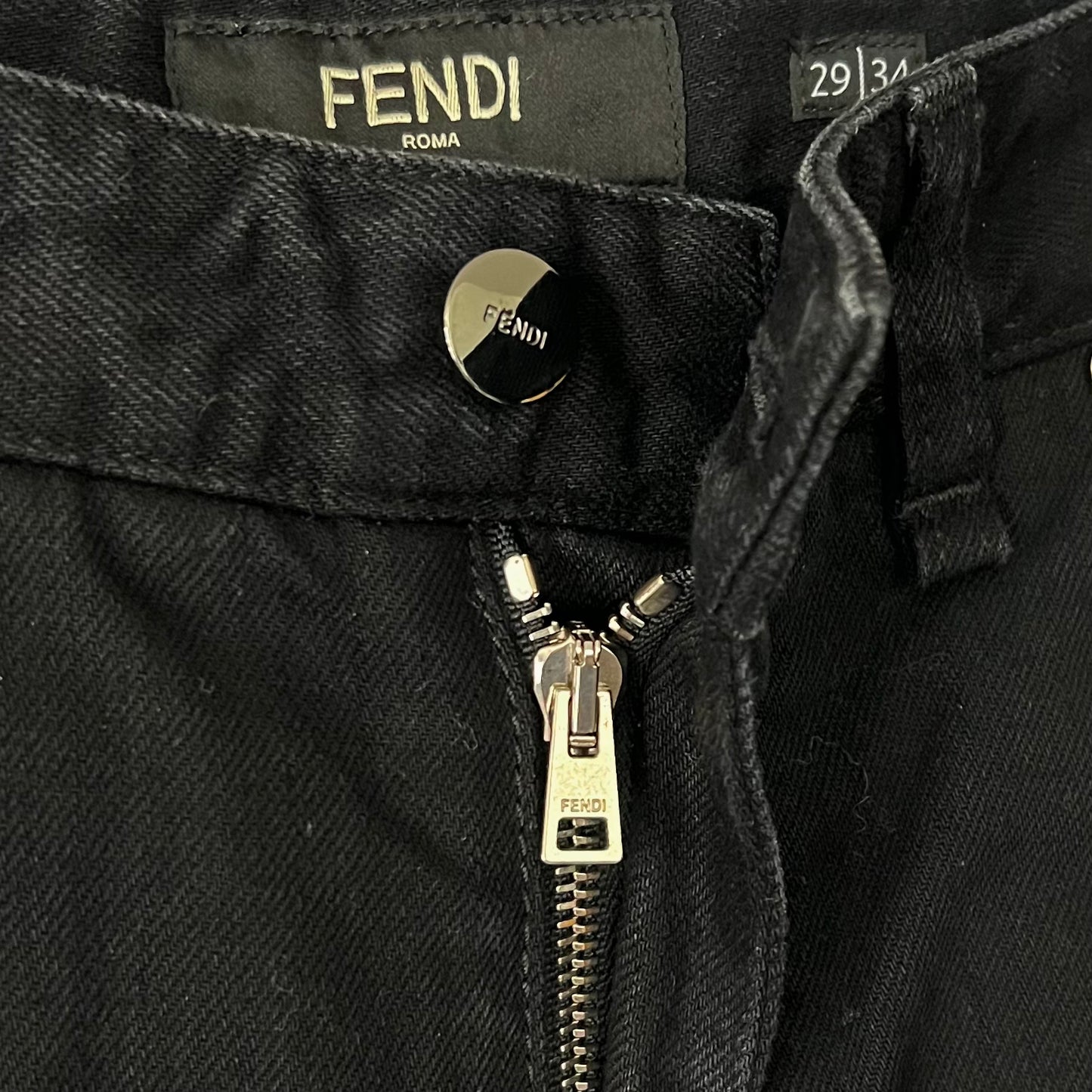 FENDI Pants Bottoms Black Denim Chinos Patch