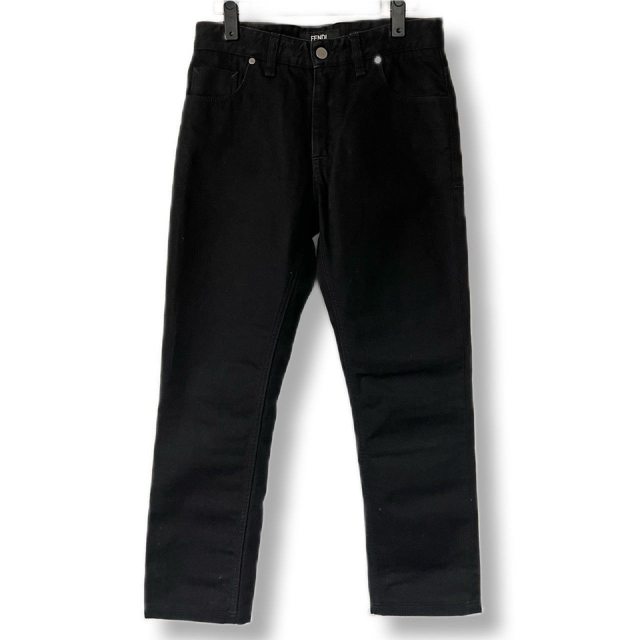 FENDI Pants Bottoms Black Denim Chinos Patch