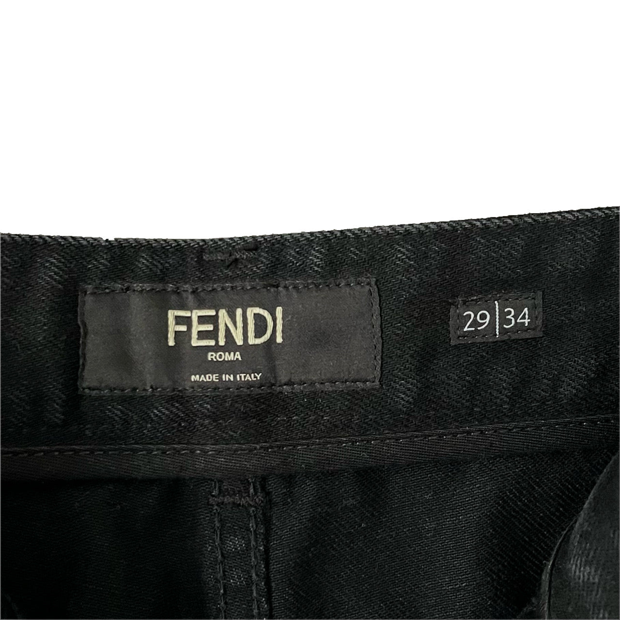 FENDI Pants Bottoms Black Denim Chinos Patch
