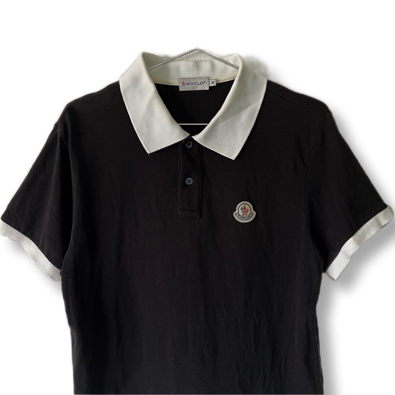 MONCLER Polo shirt with collar logo in black