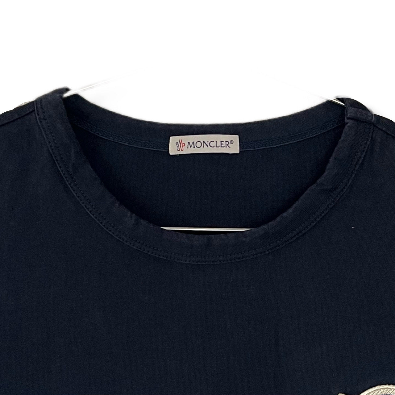 MONCLER T-shirt with double patch, navy, big logo