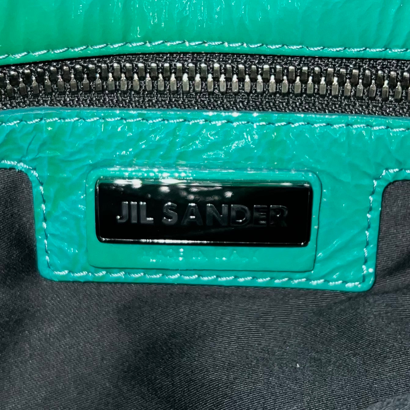 JIL SANDER handbag in sheepskin, goat leather, green