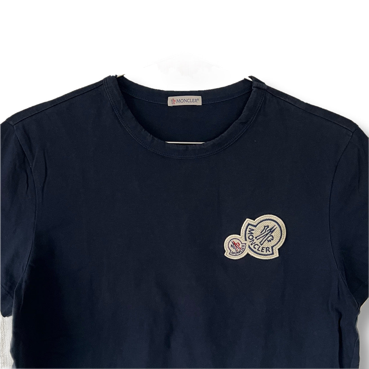 MONCLER T-shirt with double patch, navy, big logo