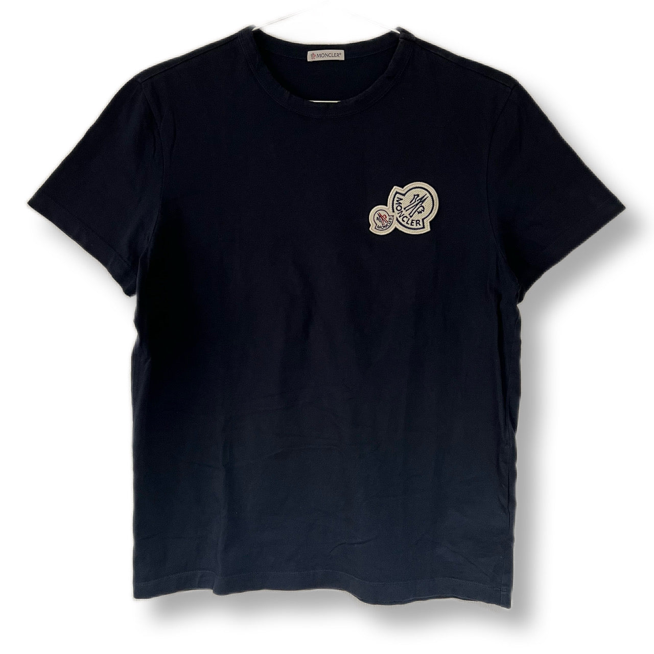 MONCLER T-shirt with double patch, navy, big logo