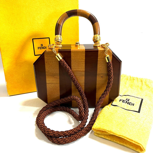 FENDI フェンディ ウッドハンドバッグ ズッキーニ 2WAY