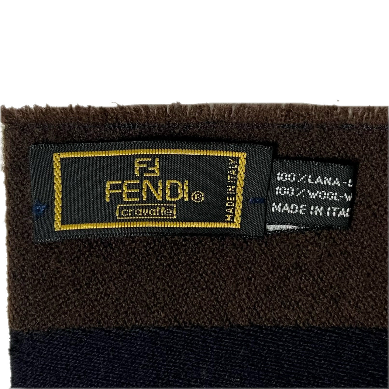 FENDI フェンディ マフラー　ズッカ柄　ブラウン　ストライプ