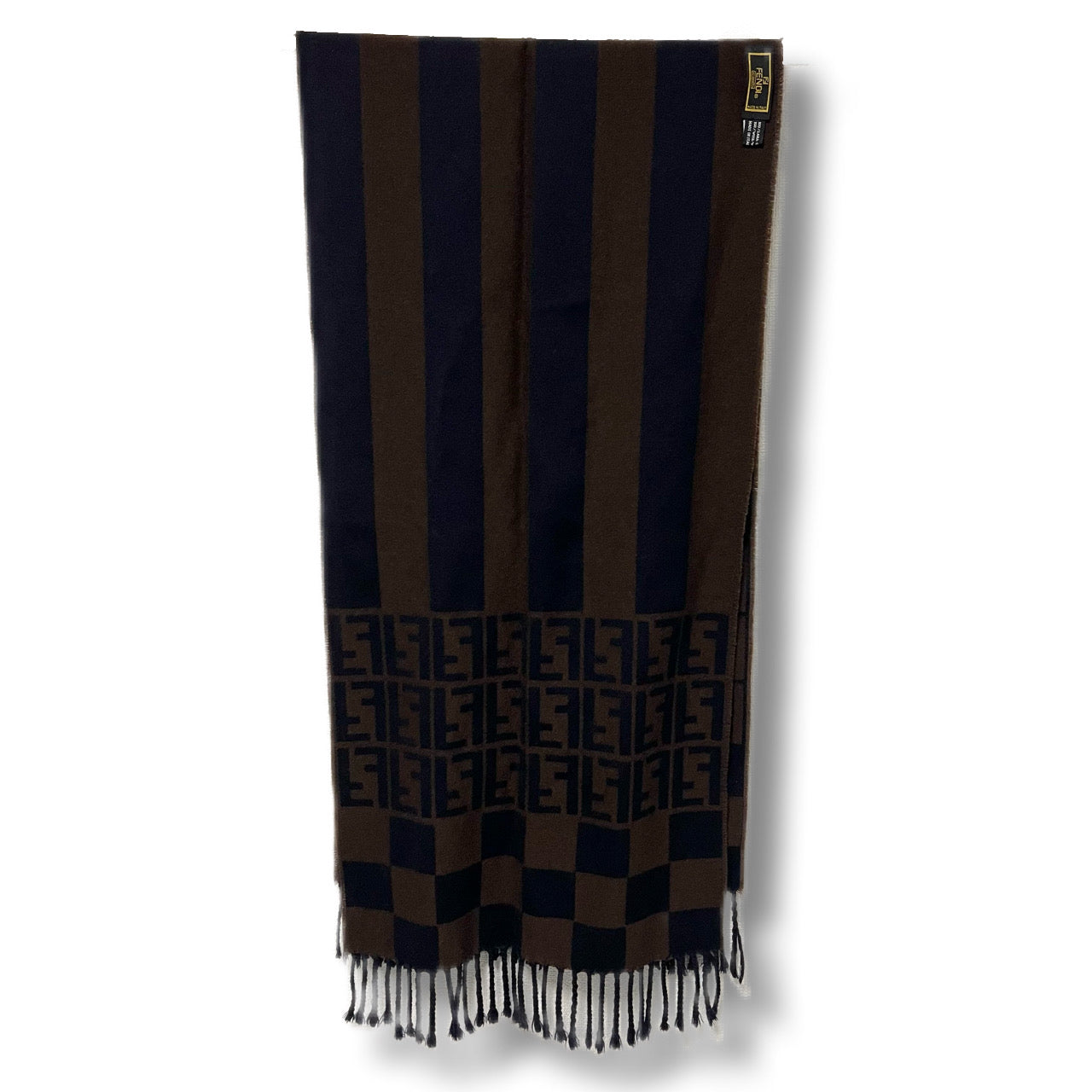 FENDI scarf Zucca pattern brown stripes
