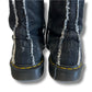 OFF-WHITE × Dr.Martens オフホワイト×ドクターマーチン　ブリーチデニムブーツ　ブラック