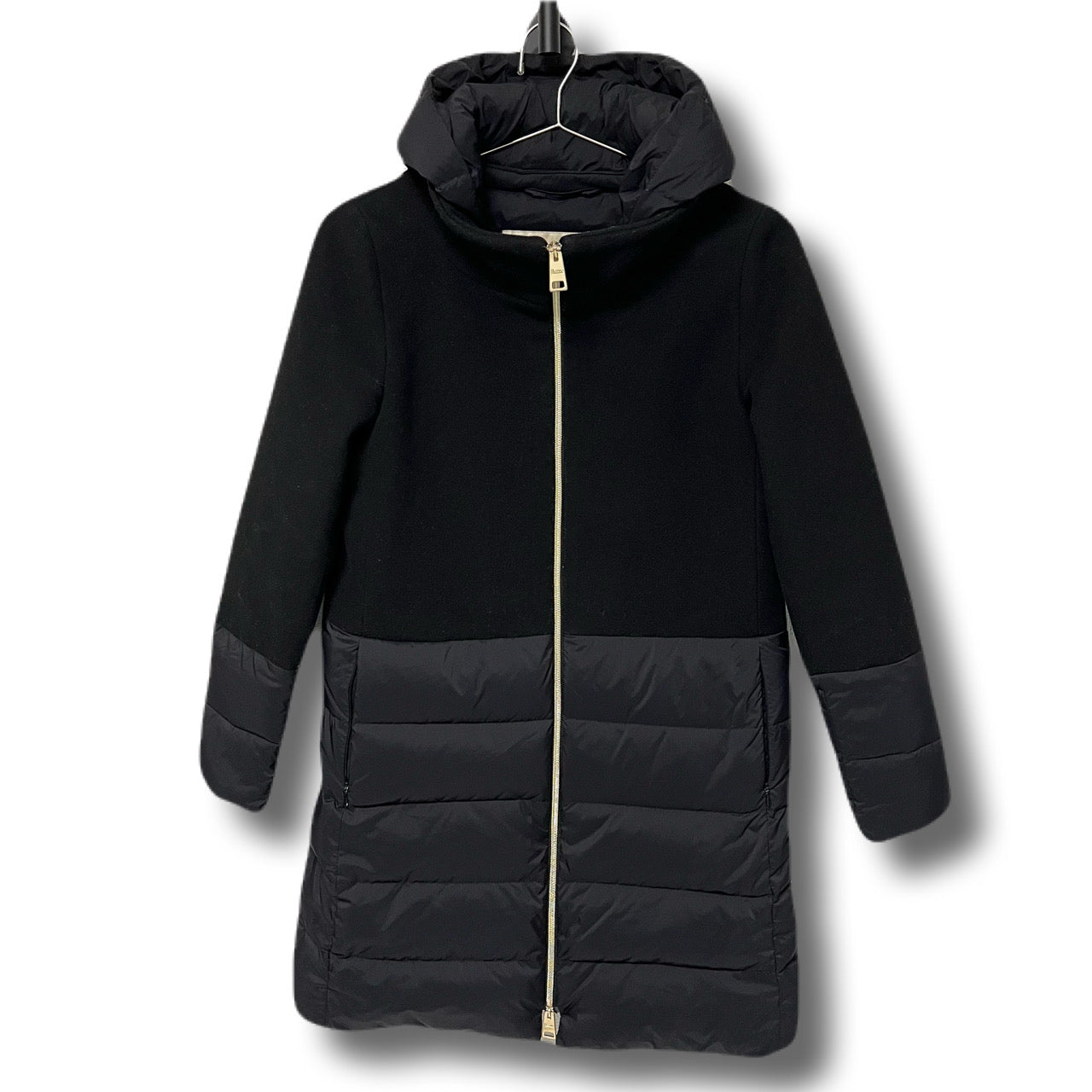 HERNO Hooded down coat with wool inserts