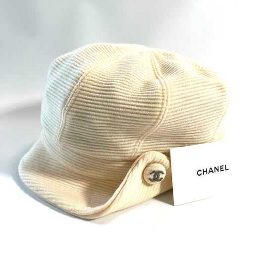 CHANEL Cashmere Newsboy Cap Coco Mark