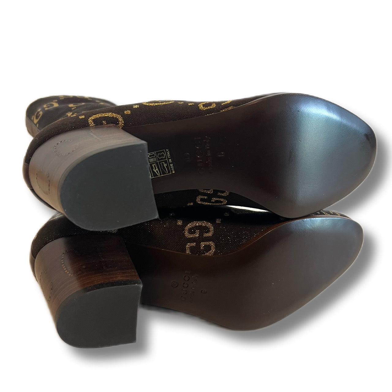 GUCCI Gucci sock boots GG pattern brown