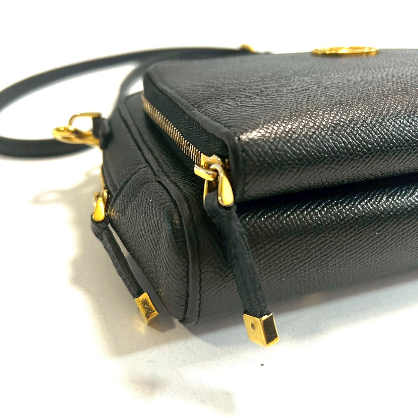 DIOR クリスチャンディオール カロ ショルダーバッグ サフィアーノ ゴールド