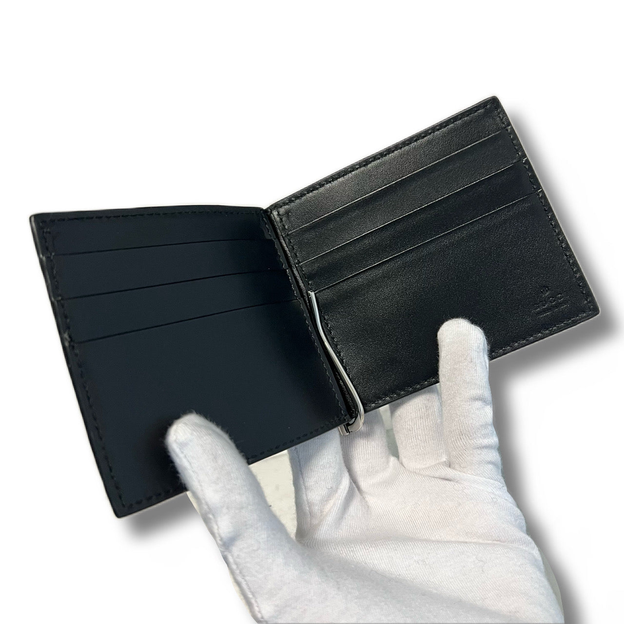 GUCCI Money Clip Folding Wallet GG Pattern