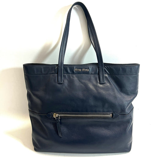 MIUMIU ミュウミュウ トートバッグ レザー ロゴ ハンド