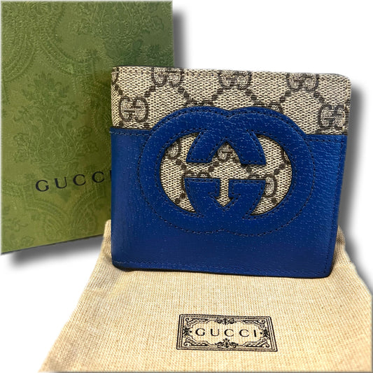 GUCCI グッチ　二つ折り財布　インターロッキング　GG柄