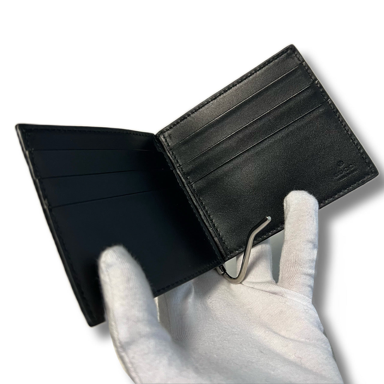 GUCCI Money Clip Folding Wallet GG Pattern