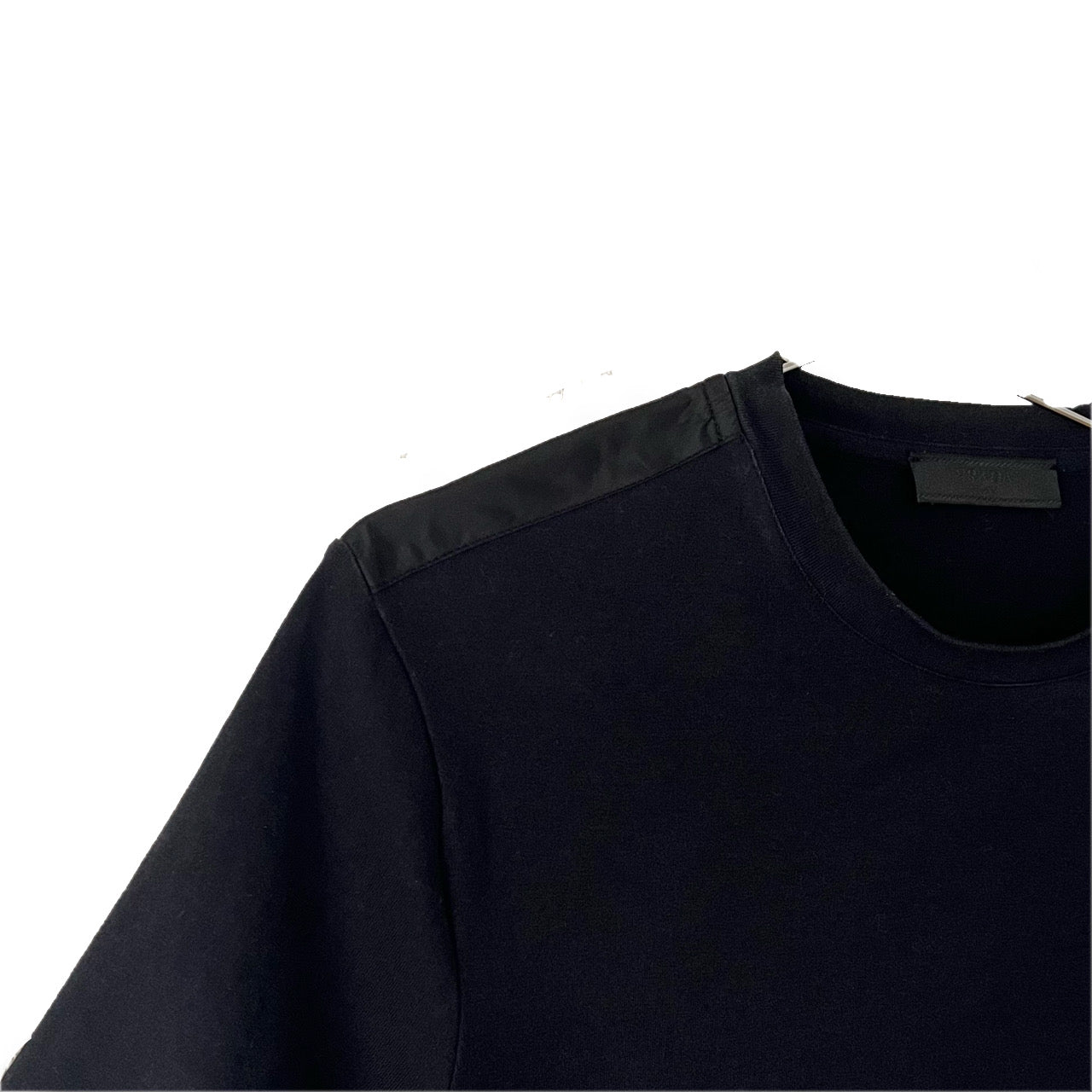 PRADA Prada T-shirt in black nylon with chest pocket and logo plate