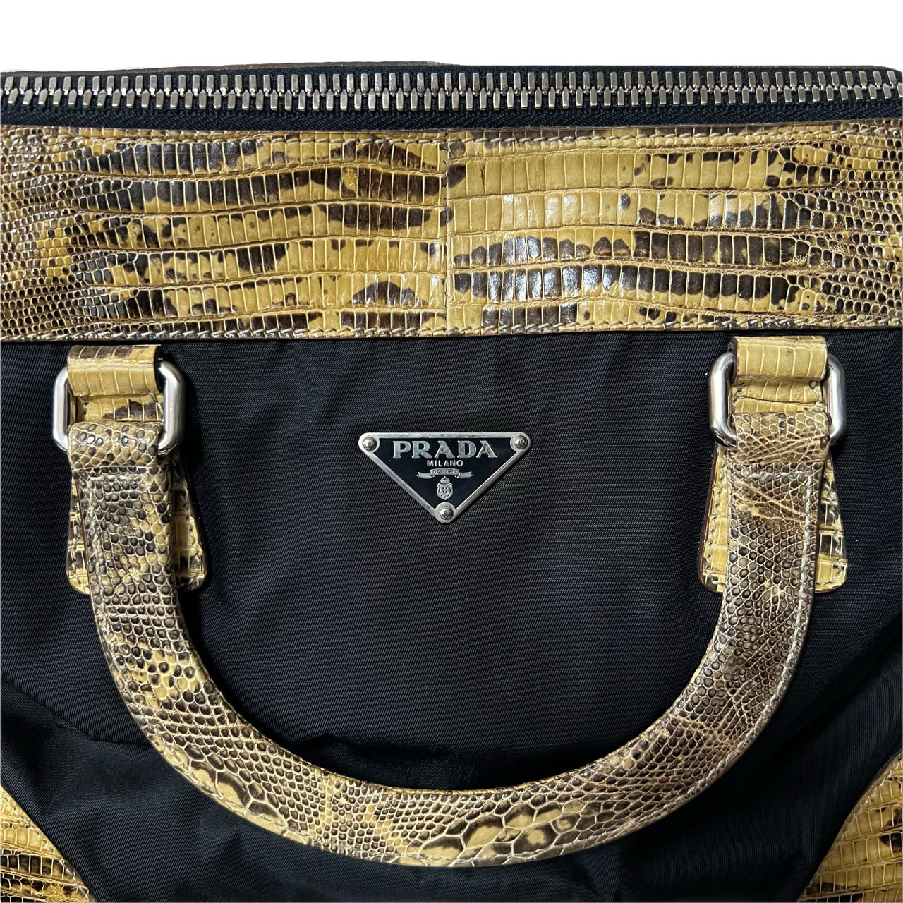 PRADA TESSUTO LIZAR handbag shoulder bag leather nylon