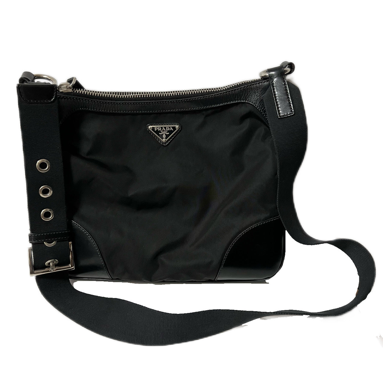 PRADA プラダ　ショルダーバッグ　ナイロン　ポコノ　レザー　サコッシュ　ブラック