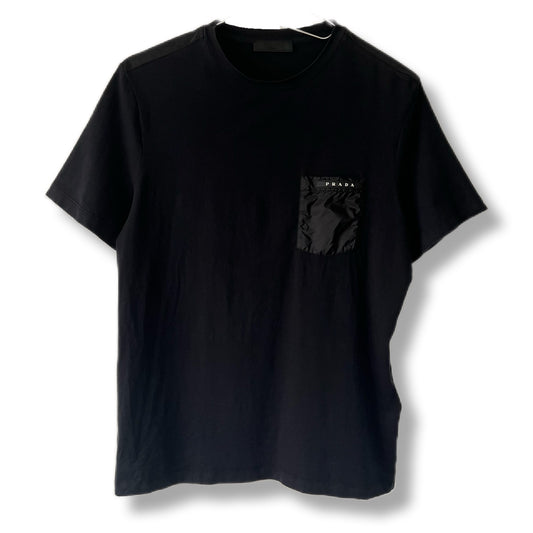 PRADA プラダ　Tシャツ　ブラック　ナイロン　胸ポケット　ロゴプレート