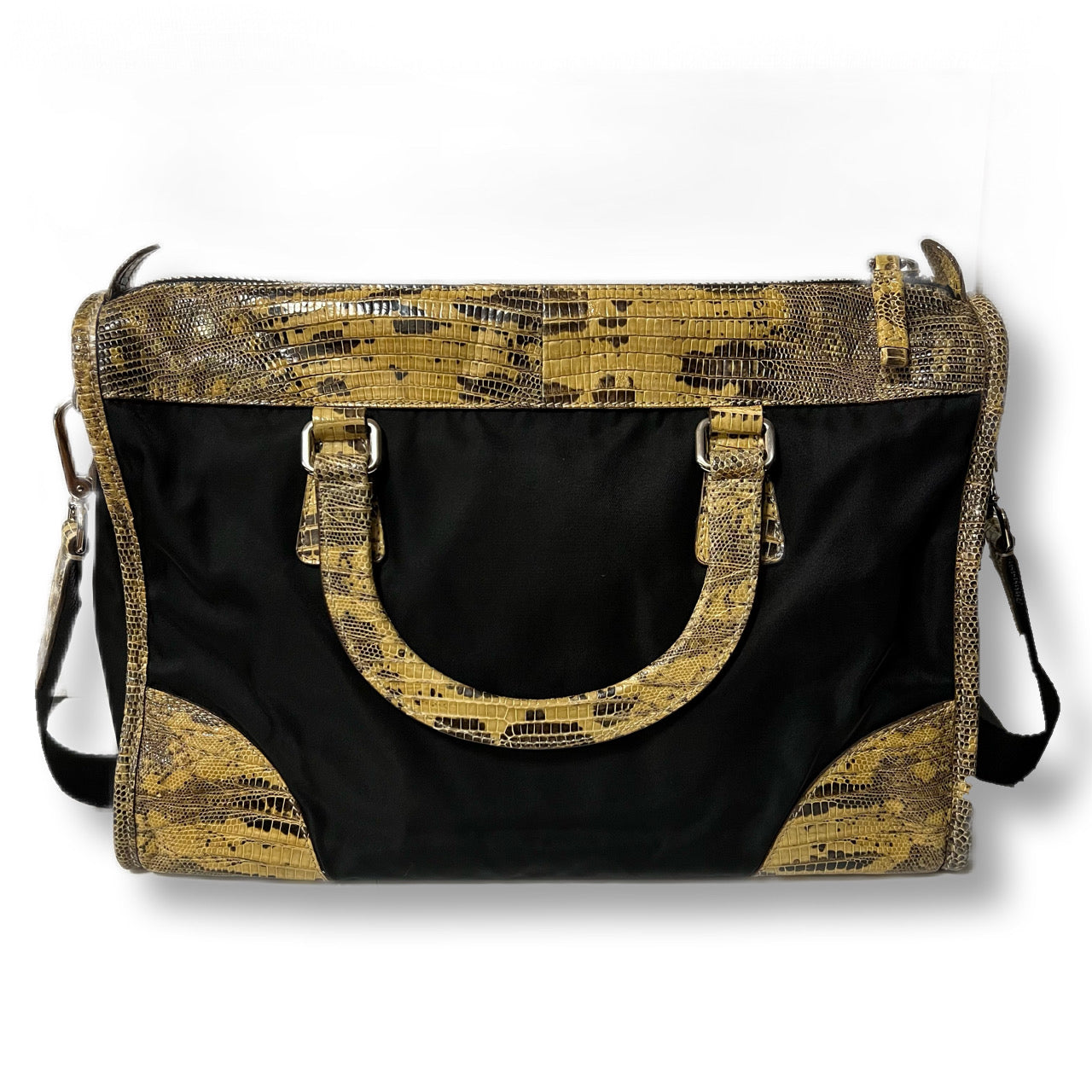 PRADA TESSUTO LIZAR handbag shoulder bag leather nylon