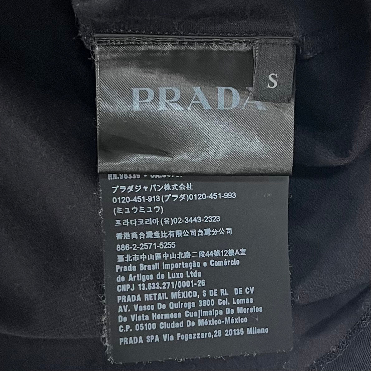 PRADA Prada T-shirt in black nylon with chest pocket and logo plate