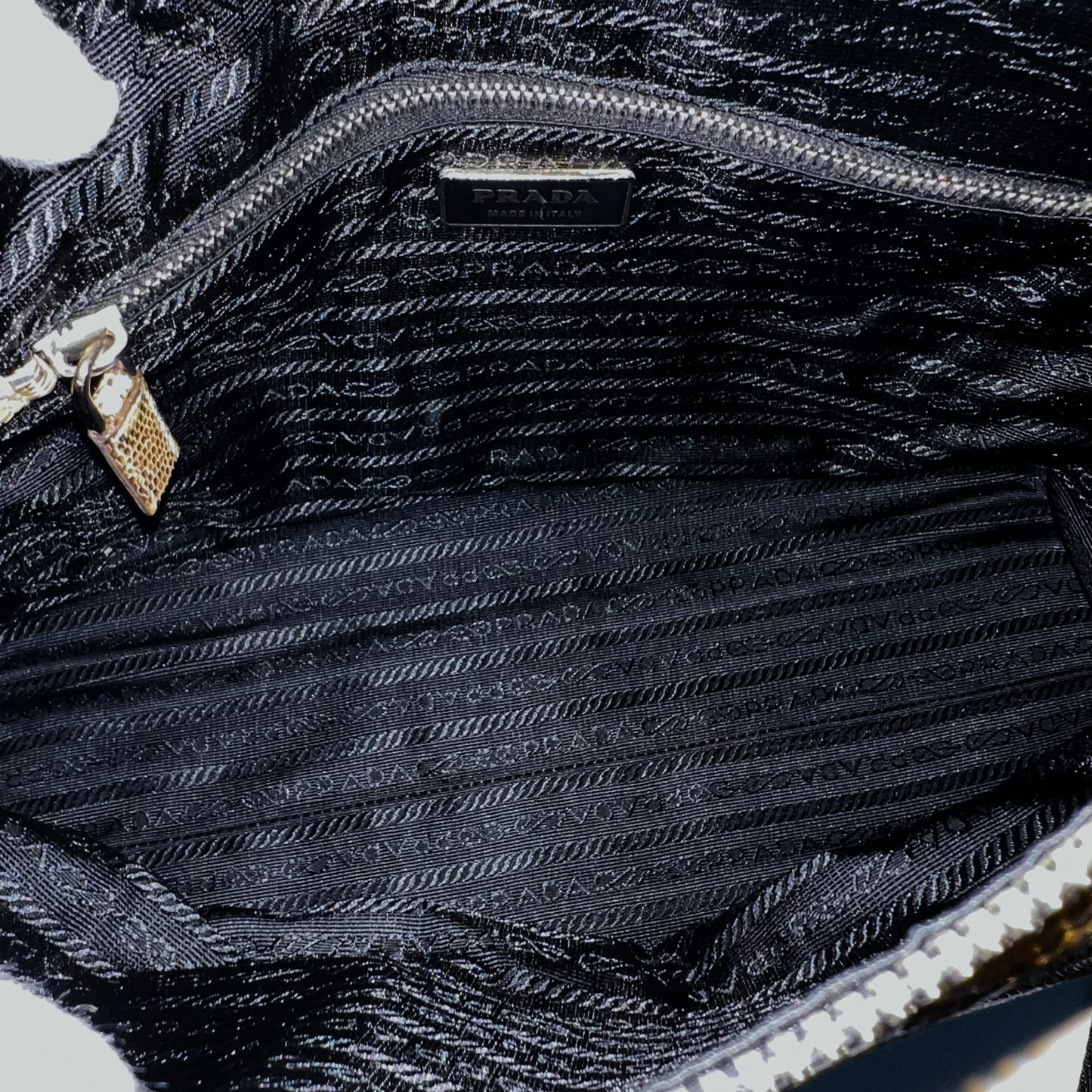 PRADA TESSUTO LIZAR handbag shoulder bag leather nylon
