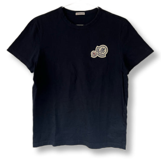MONCLER モンクレール　Tシャツ　ダブルワッペン　ネイビー　ビックロゴ