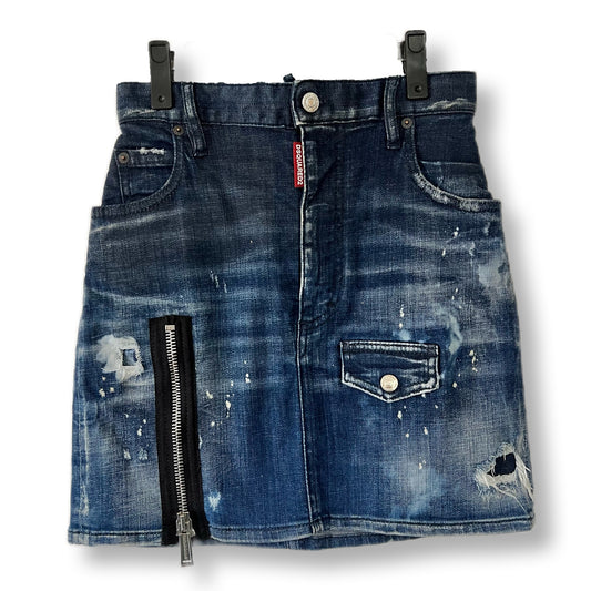 DSQUARED2 ディースクエアード　スカート　デニム　ダメージ　ジップ