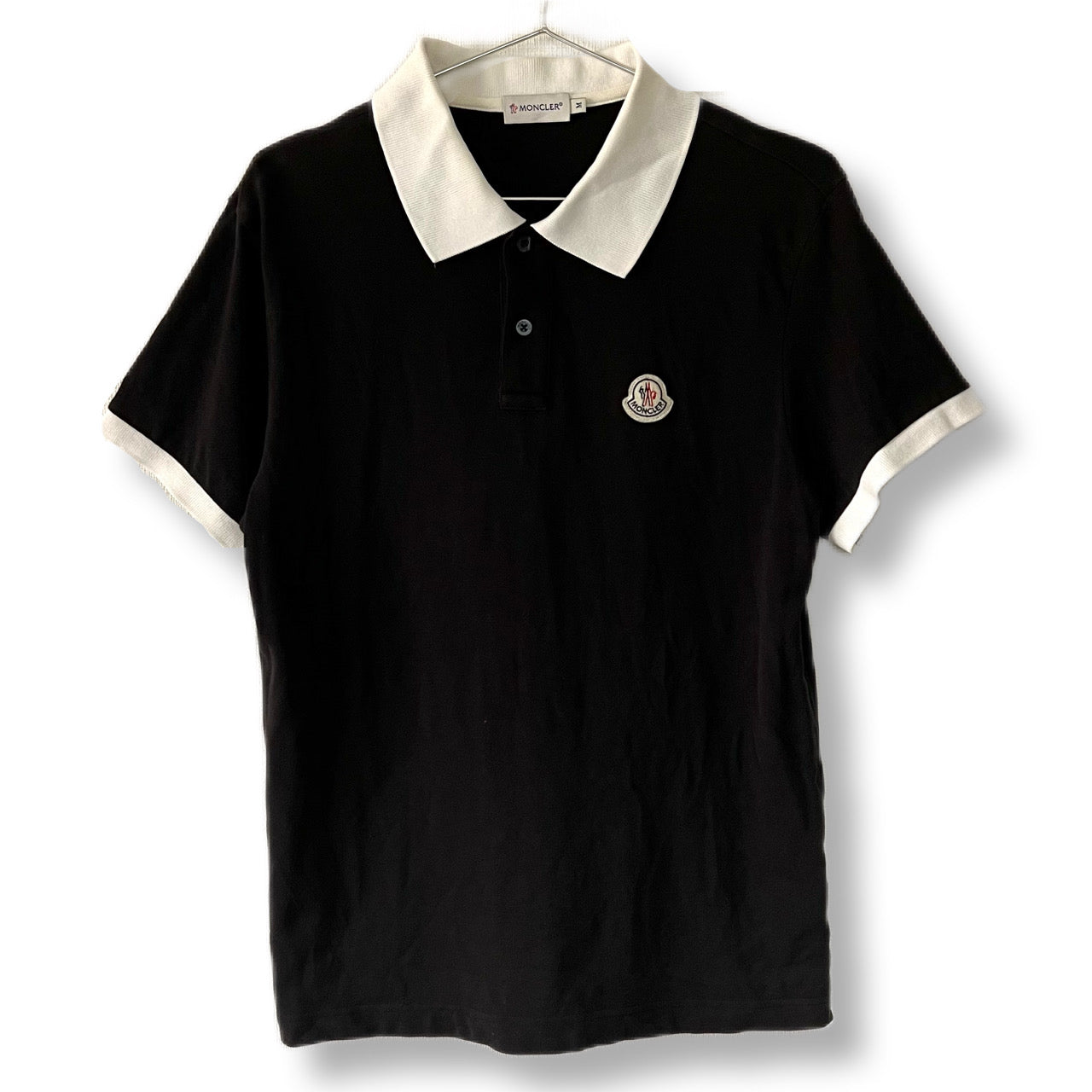 MONCLER Polo shirt with collar logo in black