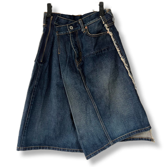 ジュンヤワタナベコムデギャルソンデニム　COMME des GARCONS デニムスカート　ジップ　アシンメトリー
